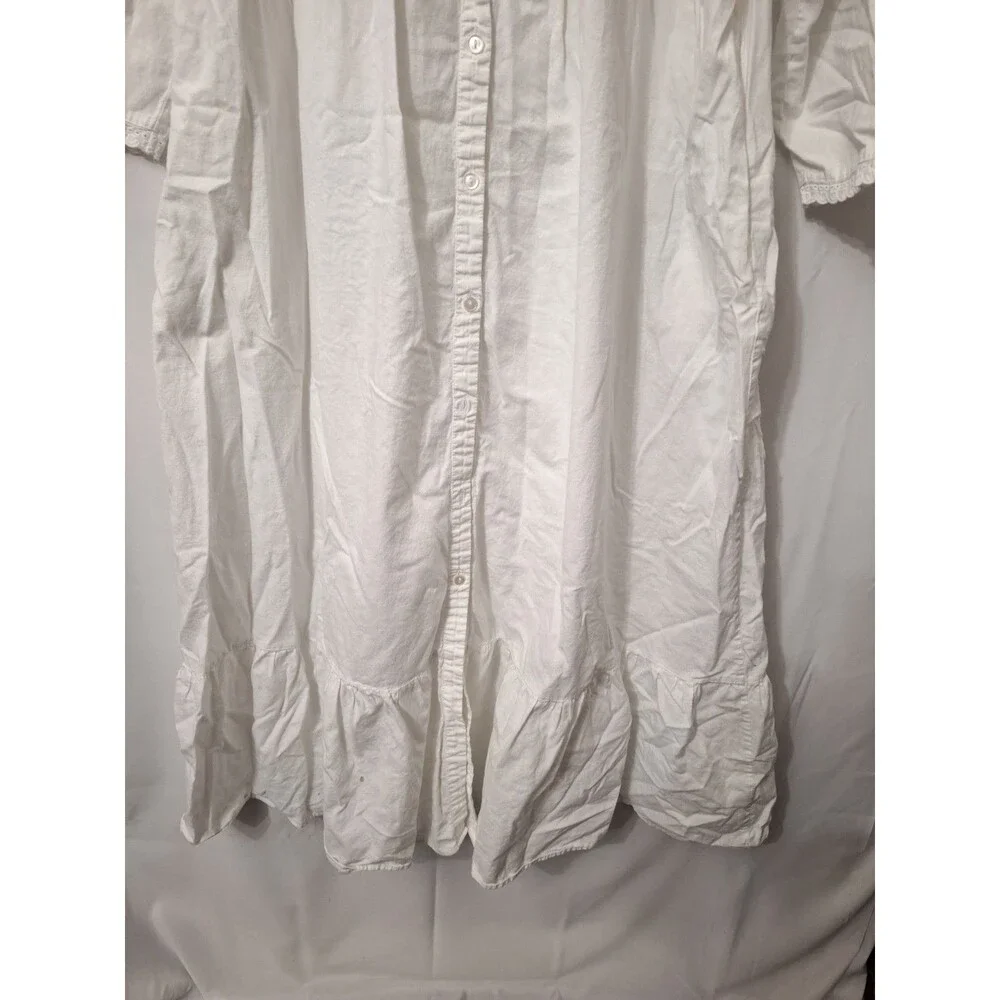 The 1 For U Victorian White Cotton NIght Gown Long Sleeve Sz Medium M UK L EUC